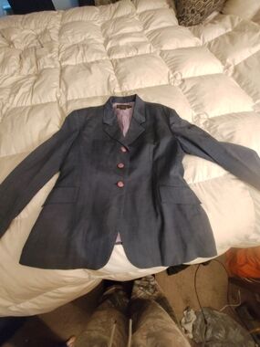 Ariat Slate Blue Tailored Blazer with Pink Buttons
